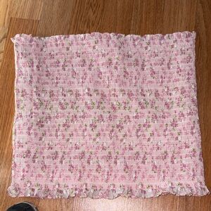 Pink Floral Textured Pillow Cover